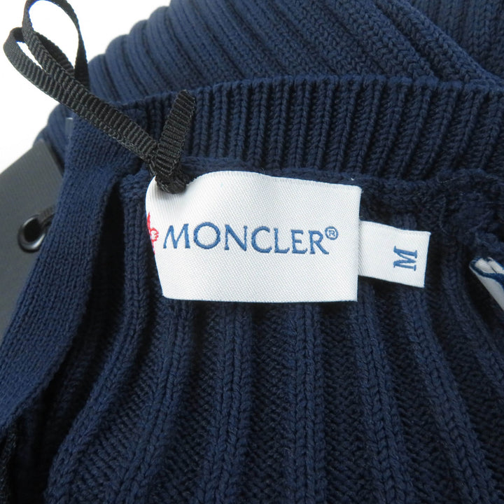 Pristine MONCLER overalls TUTA Crew neck sleeveless ribbed knit jumpsuit Navy Nylon Women M
