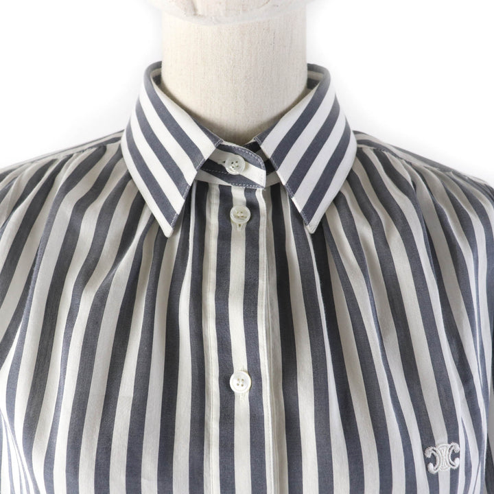 Great CELINE Long sleeve shirt Triomphe embroidered striped Women 34 2C703637P