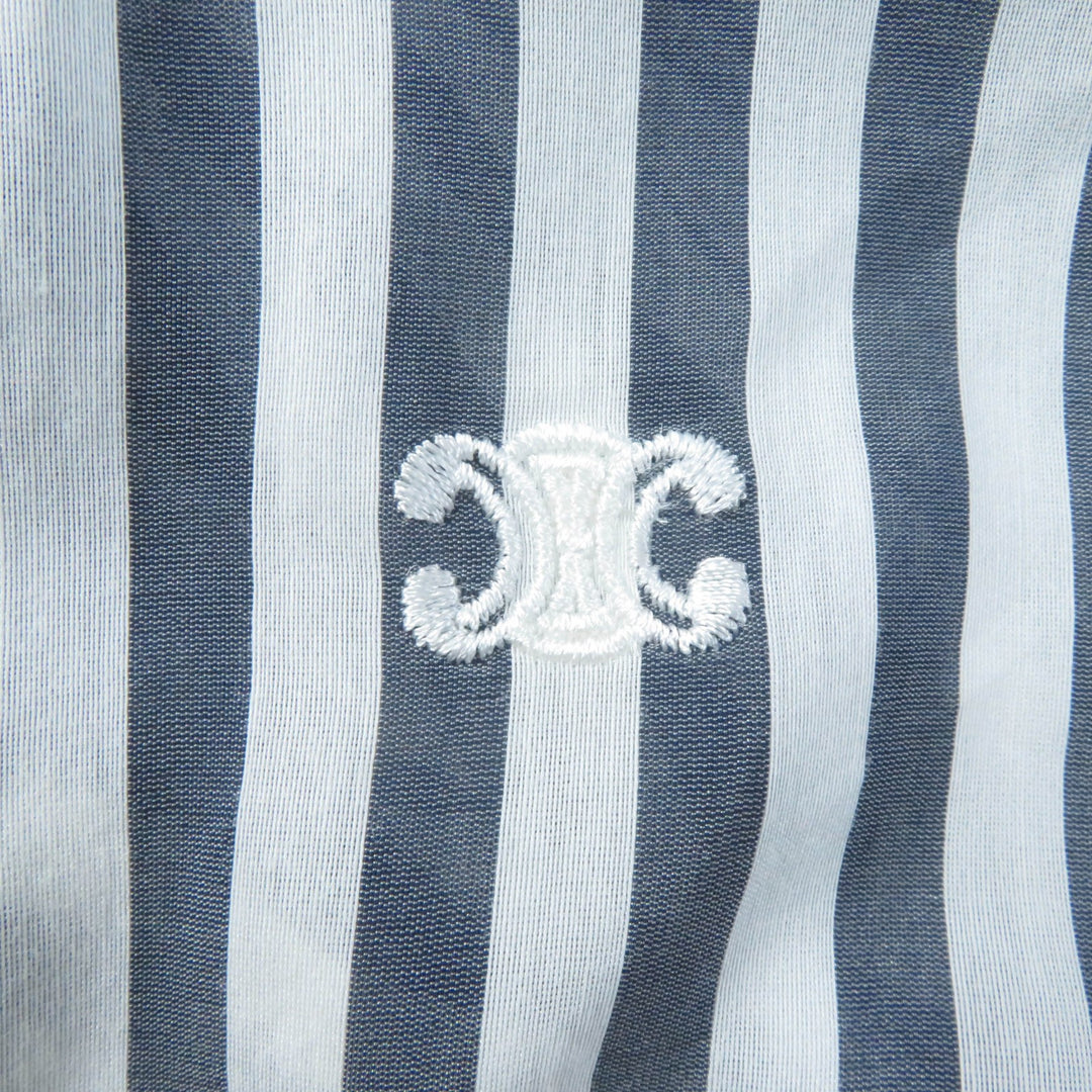 Great CELINE Long sleeve shirt Triomphe embroidered striped Women 34 2C703637P