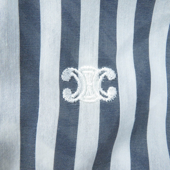 Great CELINE Long sleeve shirt Triomphe embroidered striped Women 34 2C703637P