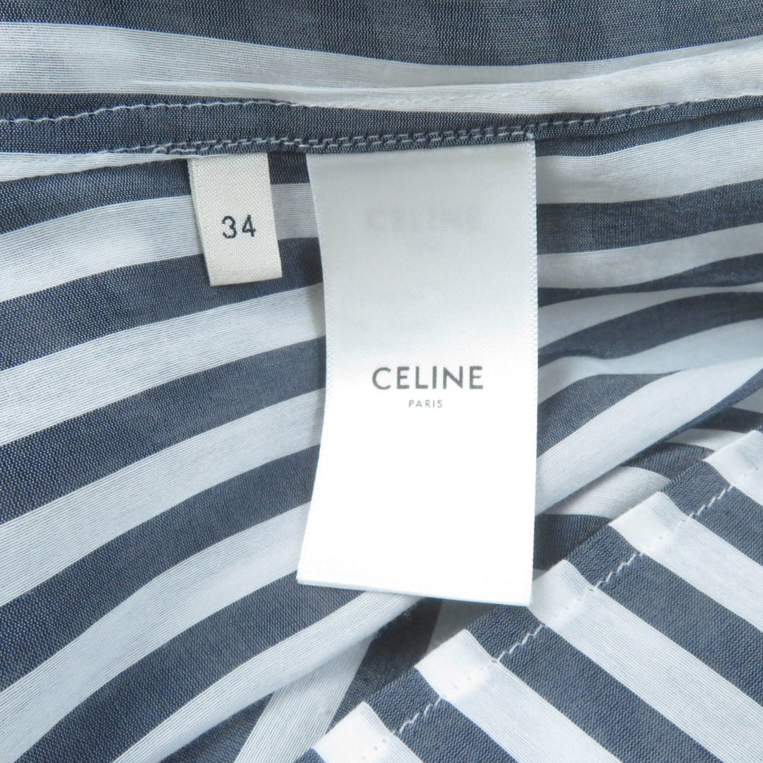 Great CELINE Long sleeve shirt Triomphe embroidered striped Women 34 2C703637P