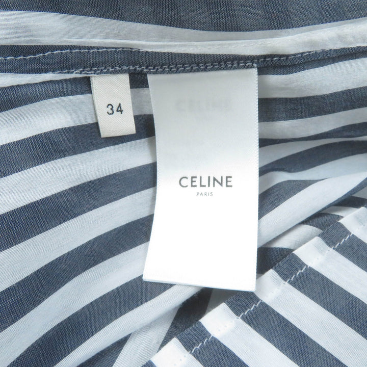 Great CELINE Long sleeve shirt Triomphe embroidered striped Women 34 2C703637P