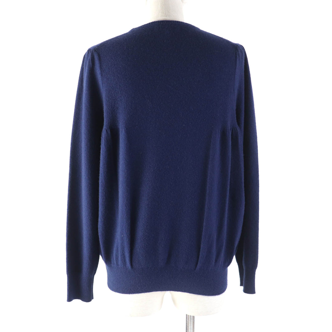 Great DRAWER knit 14G Rib Gathered Crew Neck Long Sleeve Knit Navy cashmere Women 1 6513-106-0903