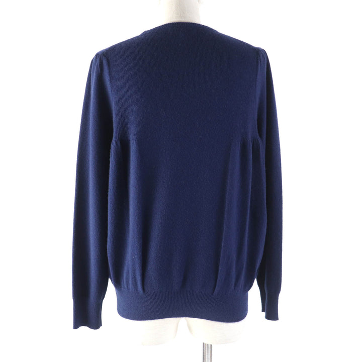 Great DRAWER knit 14G Rib Gathered Crew Neck Long Sleeve Knit Navy cashmere Women 1 6513-106-0903