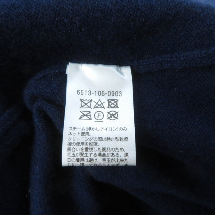 Great DRAWER knit 14G Rib Gathered Crew Neck Long Sleeve Knit Navy cashmere Women 1 6513-106-0903