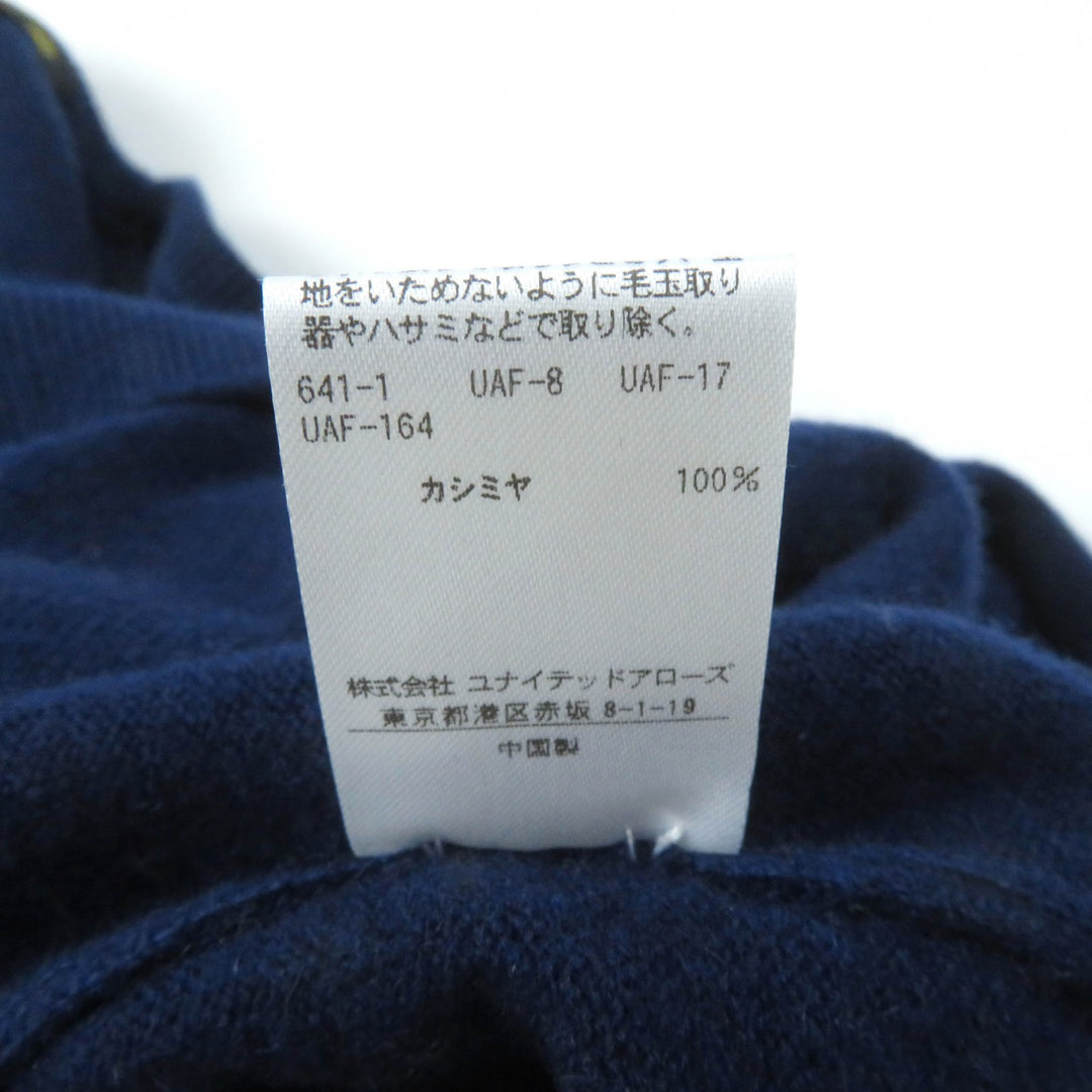 Great DRAWER knit 14G Rib Gathered Crew Neck Long Sleeve Knit Navy cashmere Women 1 6513-106-0903