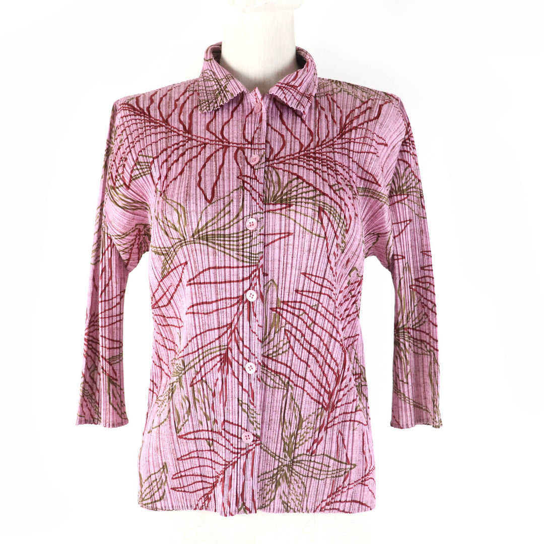 Excellent PLEATS PLEASE Long sleeve shirt All-over pattern design Pink Women 3