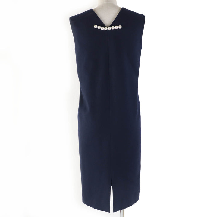 Excellent YOKO CHAN one piece Sleeveless with fake pearls wool 36 YCD-418-418