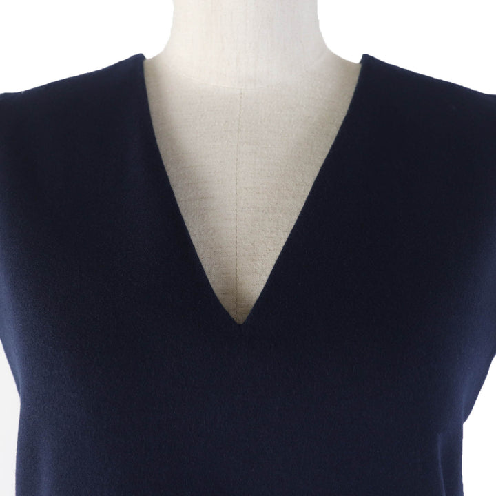 Excellent YOKO CHAN one piece Sleeveless with fake pearls wool 36 YCD-418-418