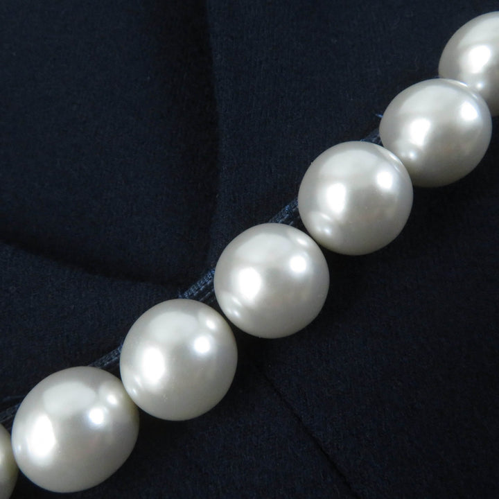 Excellent YOKO CHAN one piece Sleeveless with fake pearls wool 36 YCD-418-418