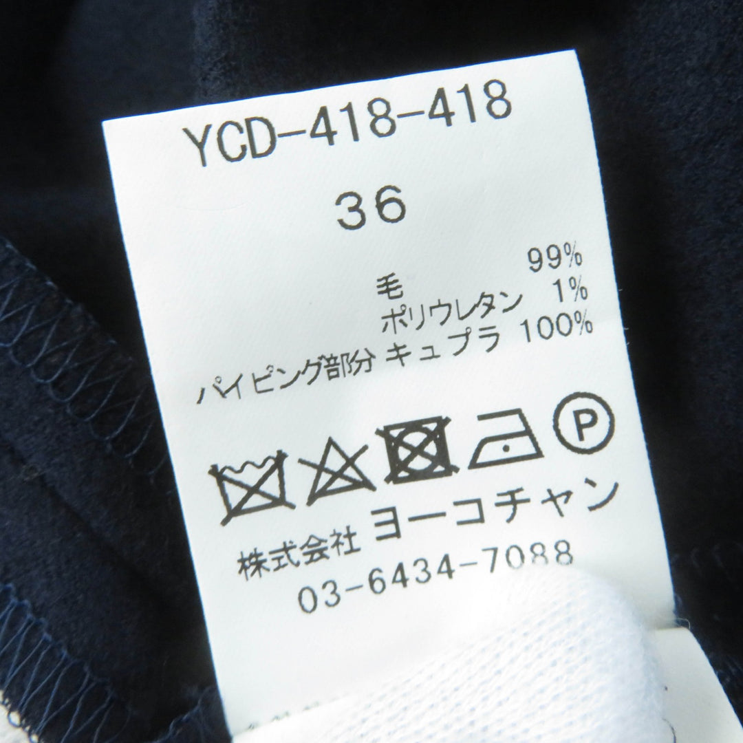Excellent YOKO CHAN one piece Sleeveless with fake pearls wool 36 YCD-418-418
