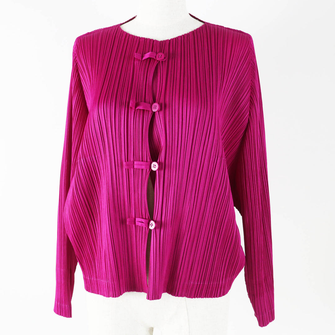 Excellent PLEATS PLEASE cardigan China Button Pleated Cardigan La Lamb pink 3 PP13-JC142