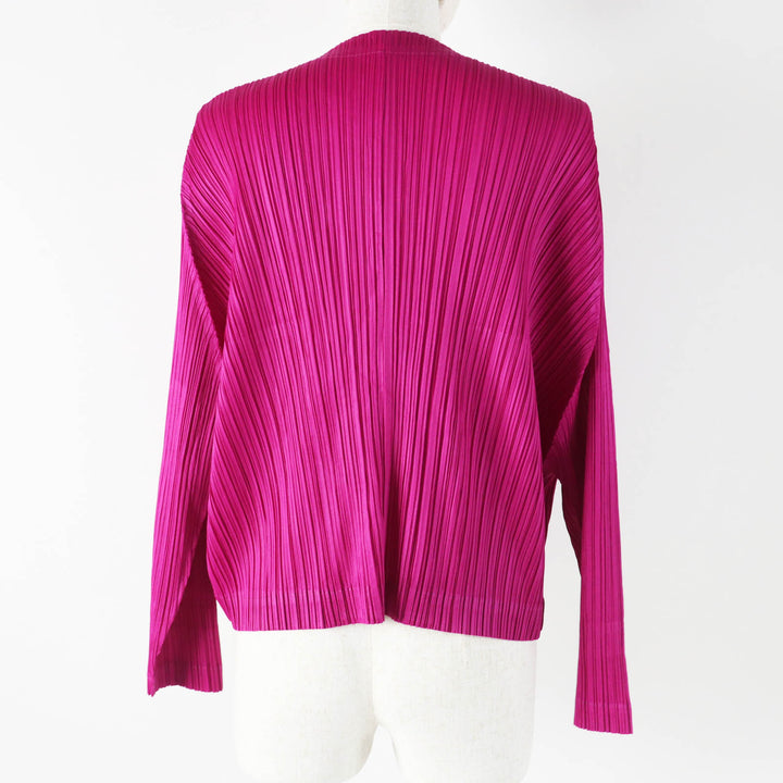 Excellent PLEATS PLEASE cardigan China Button Pleated Cardigan La Lamb pink 3 PP13-JC142