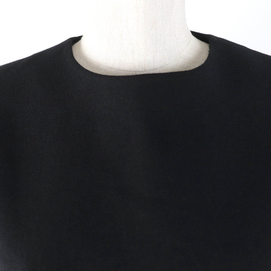 Excellent LOUIS VUITTON one piece Leather short sleeve dress black wool Women 34