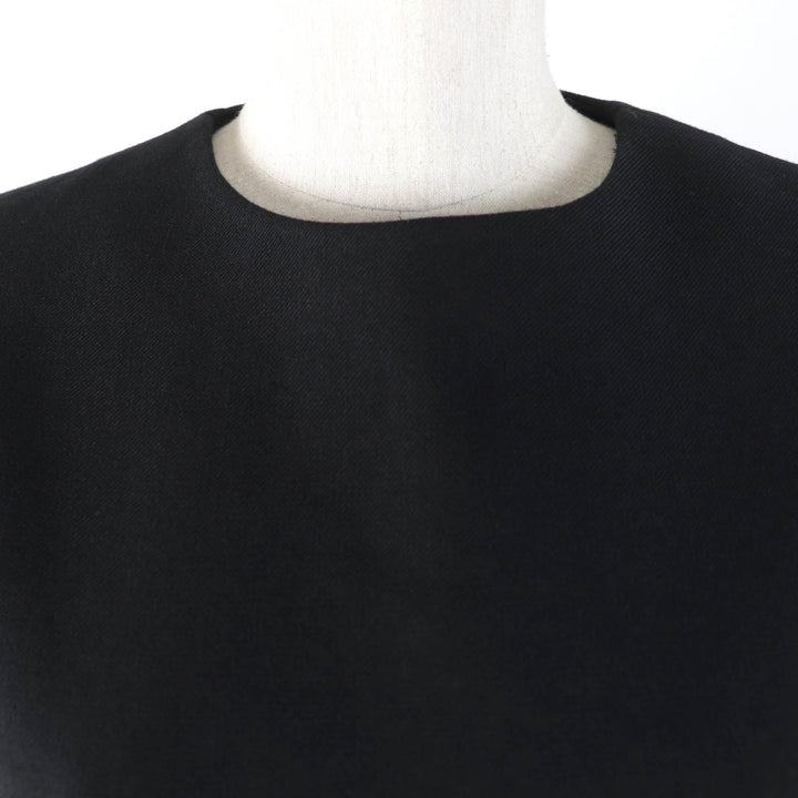 Excellent LOUIS VUITTON one piece Leather short sleeve dress black wool Women 34
