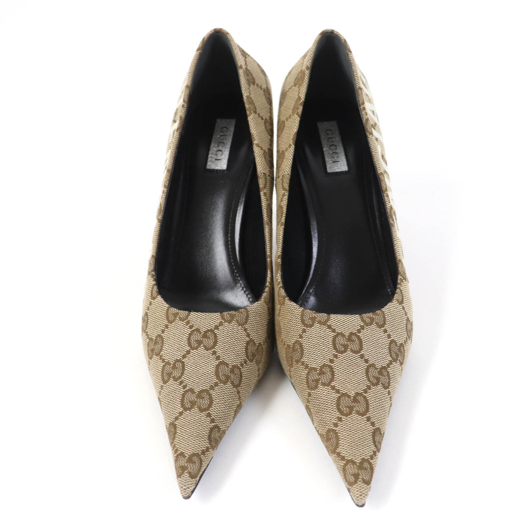 Pristine GUCCI×BALENCIAGA pumps Pointed toe Brown GG canvas Women 36 676603