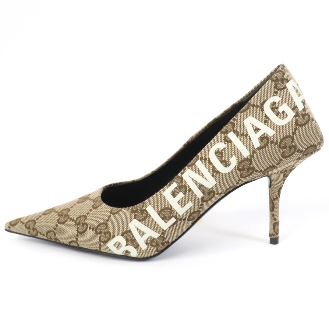 Pristine GUCCI×BALENCIAGA pumps Pointed toe Brown GG canvas Women 36 676603