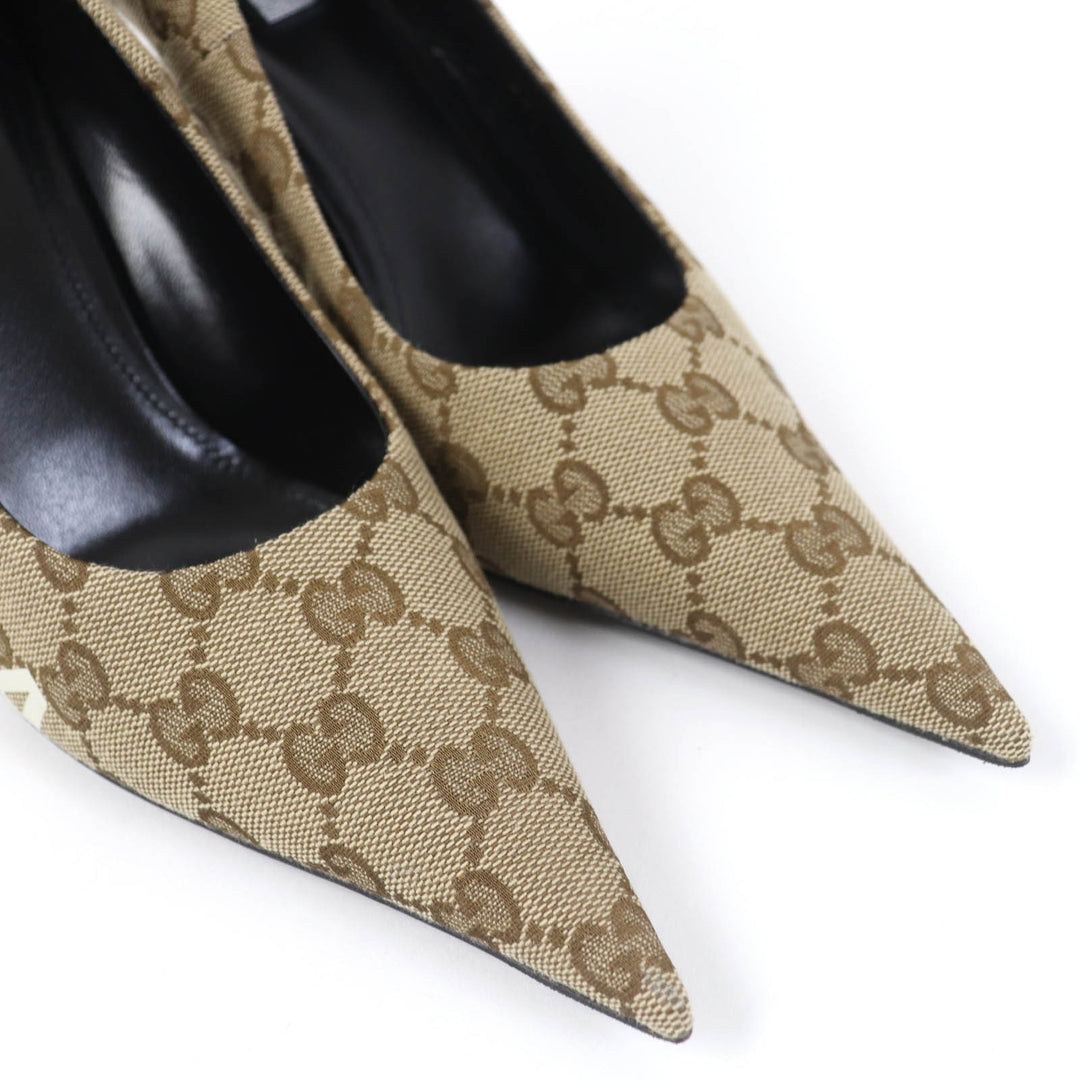 Pristine GUCCI×BALENCIAGA pumps Pointed toe Brown GG canvas Women 36 676603