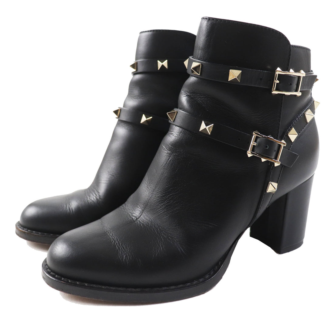 Great Valentino Garavani short boots With rock studs black leather Women 35.5