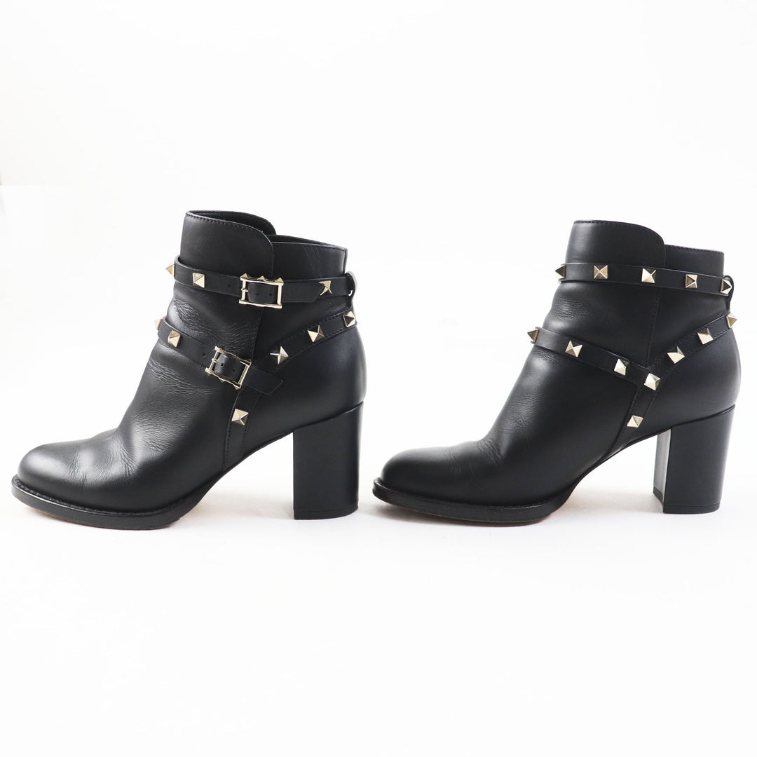 Great Valentino Garavani short boots With rock studs black leather Women 35.5