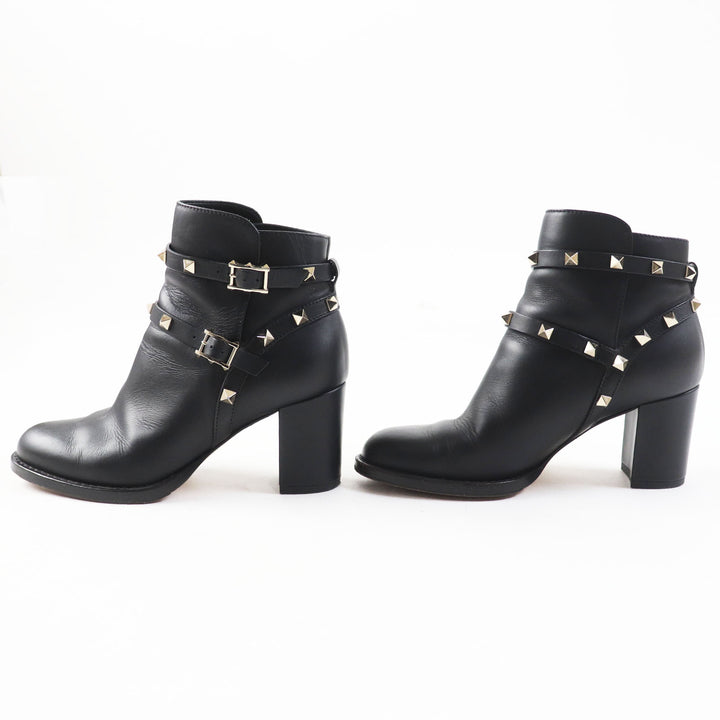 Great Valentino Garavani short boots With rock studs black leather Women 35.5