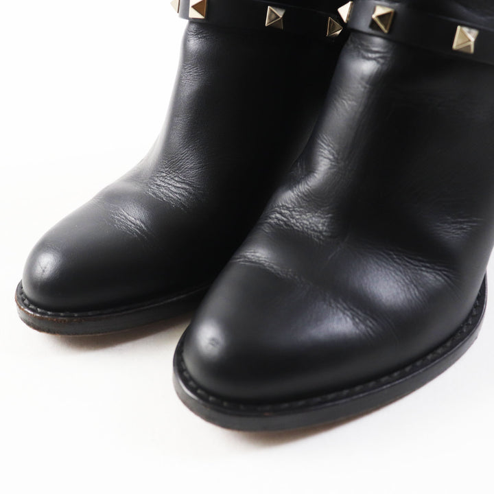 Great Valentino Garavani short boots With rock studs black leather Women 35.5