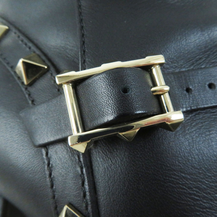 Great Valentino Garavani short boots With rock studs black leather Women 35.5