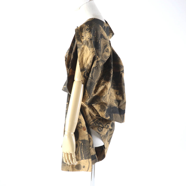 Excellent Vivienne Westwood one piece Asymmetrical design with human face print Brown cotton Women 38