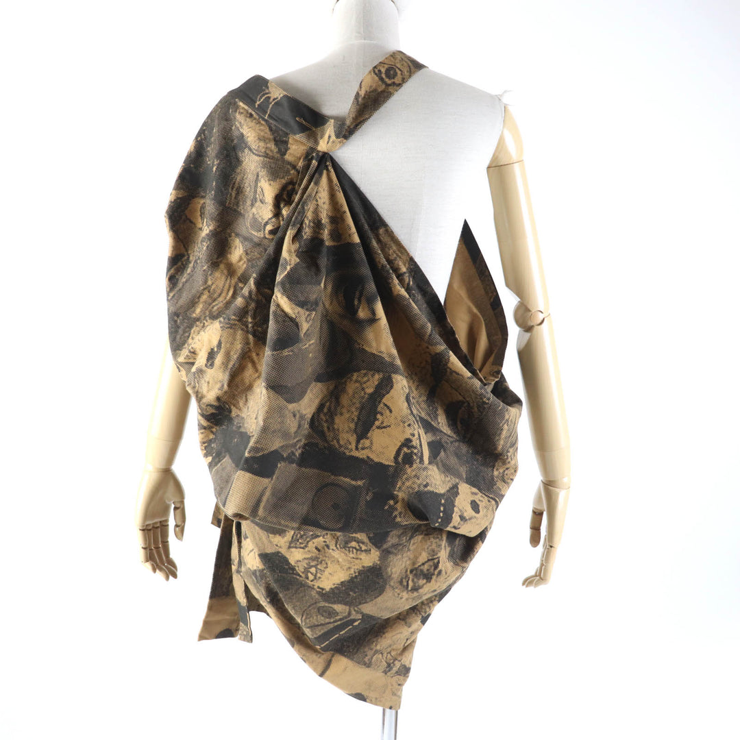 Excellent Vivienne Westwood one piece Asymmetrical design with human face print Brown cotton Women 38