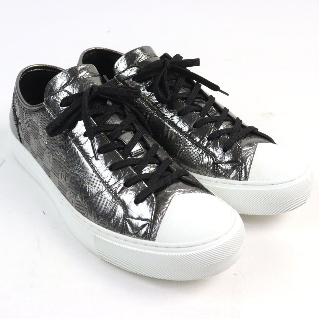 Excellent LOUIS VUITTON Low cut sneakers Metallic Damier logo toe cap lace-up 9 1A90GA