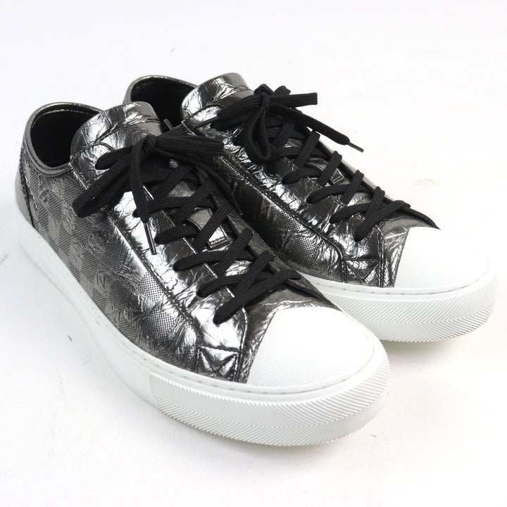 Excellent LOUIS VUITTON Low cut sneakers Metallic Damier logo toe cap lace-up 9 1A90GA