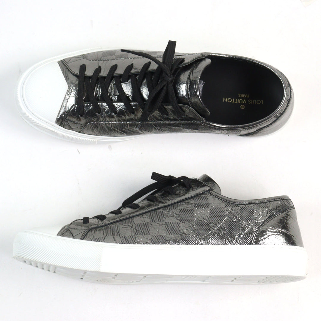 Excellent LOUIS VUITTON Low cut sneakers Metallic Damier logo toe cap lace-up 9 1A90GA