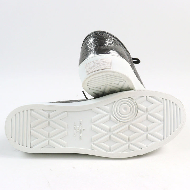 Excellent LOUIS VUITTON Low cut sneakers Metallic Damier logo toe cap lace-up 9 1A90GA