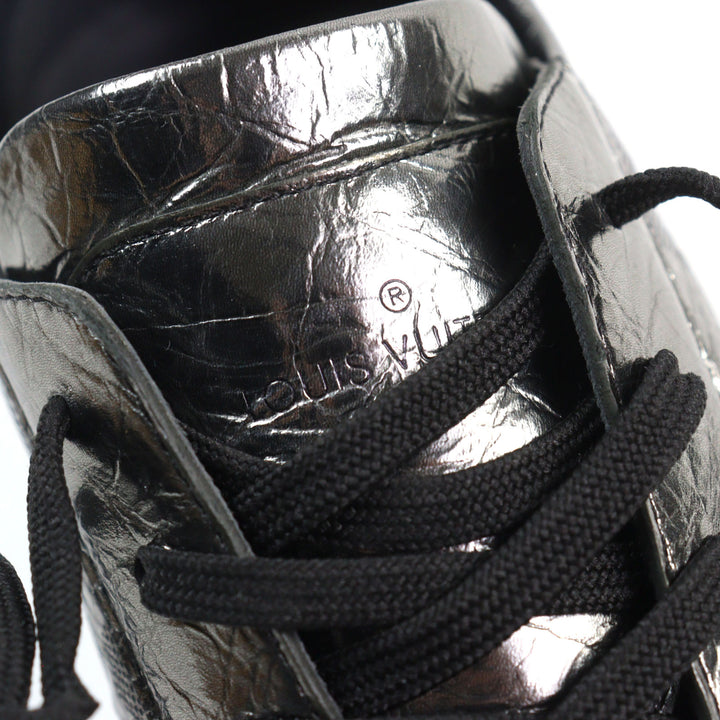 Excellent LOUIS VUITTON Low cut sneakers Metallic Damier logo toe cap lace-up 9 1A90GA
