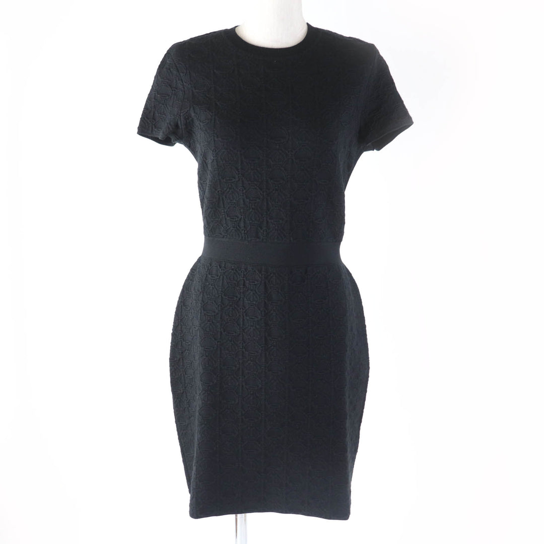 Great HERMES one piece Crew neck French sleeve knit black cashmere Women 40