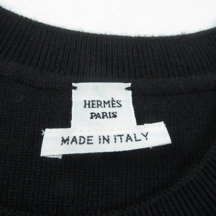 Great HERMES one piece Crew neck French sleeve knit black cashmere Women 40