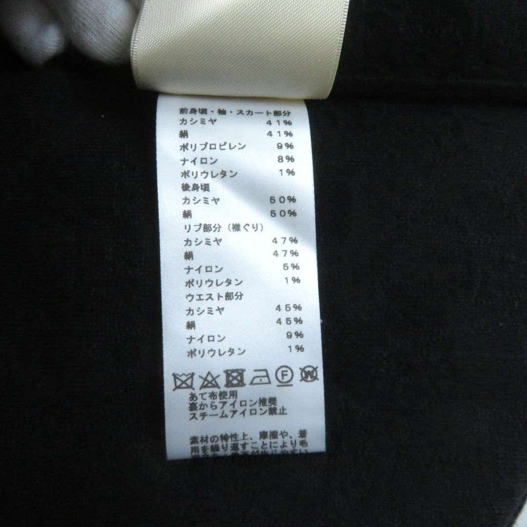 Great HERMES one piece Crew neck French sleeve knit black cashmere Women 40