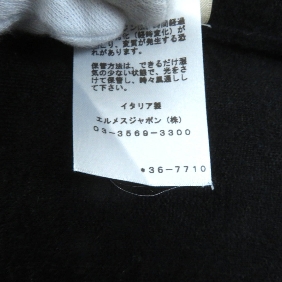 Great HERMES one piece Crew neck French sleeve knit black cashmere Women 40