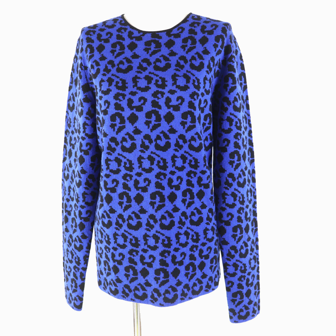Great LOEWE knit Leopard Pattern blue-black wool Women S H3269070CO