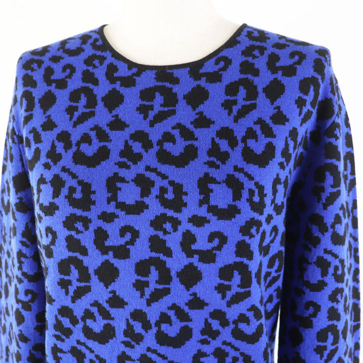 Great LOEWE knit Leopard Pattern blue-black wool Women S H3269070CO