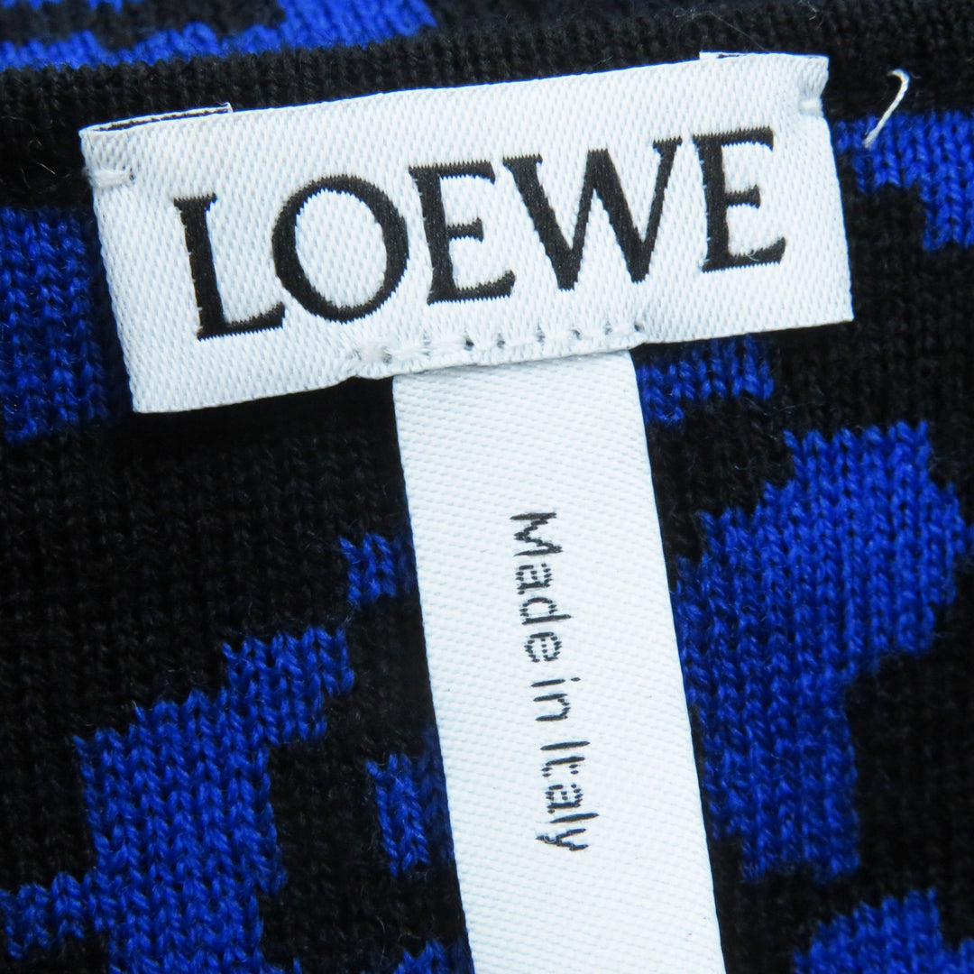 Great LOEWE knit Leopard Pattern blue-black wool Women S H3269070CO