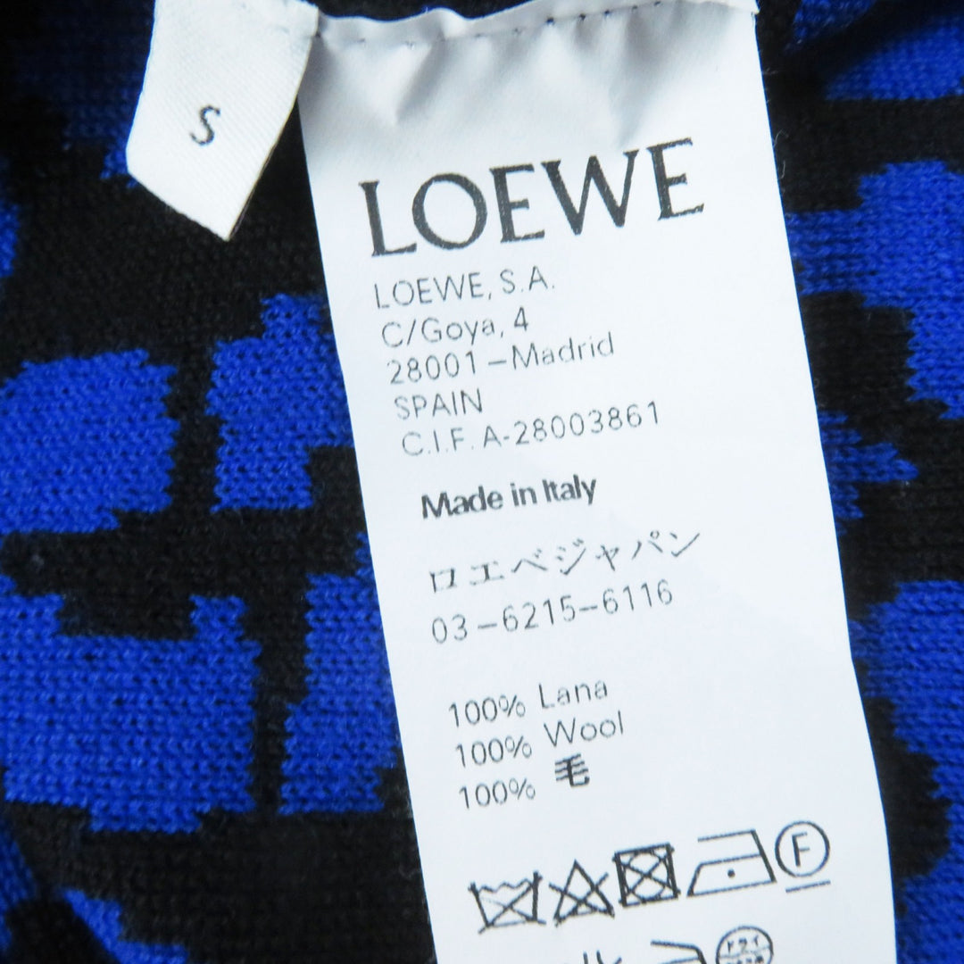Great LOEWE knit Leopard Pattern blue-black wool Women S H3269070CO