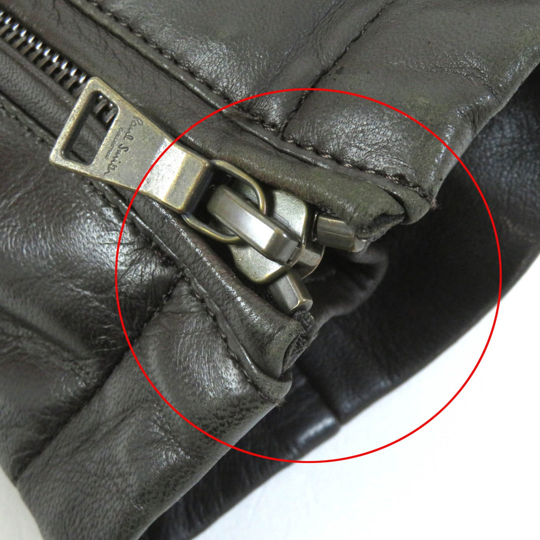 Great PAUL SMITH COLLECTION leather jacket Elbow patch padded double riders jacket Dark brown Lamb leather mens M