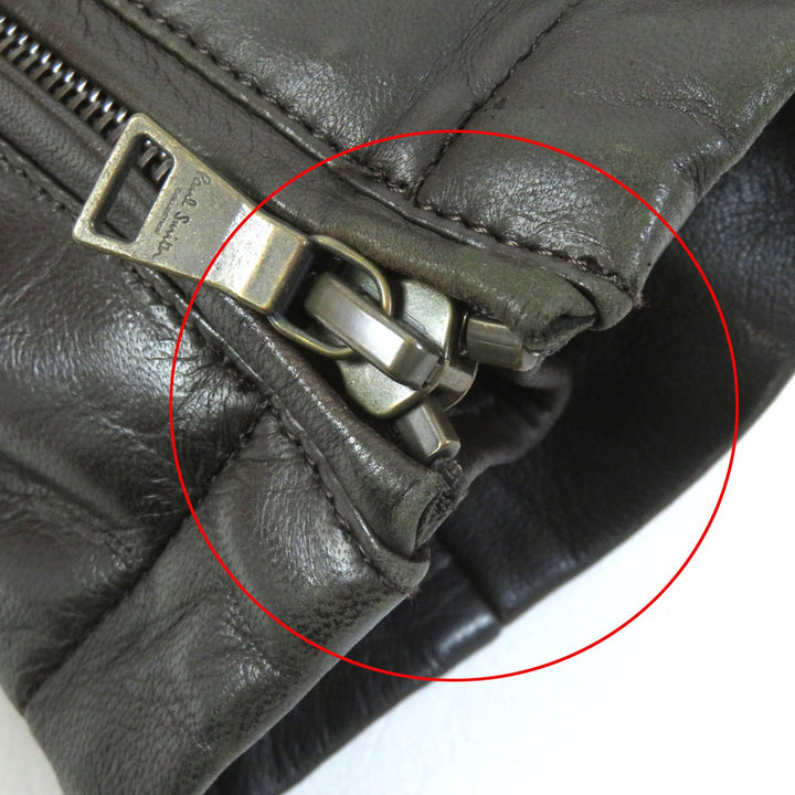 Great PAUL SMITH COLLECTION leather jacket Elbow patch padded double riders jacket Dark brown Lamb leather mens M