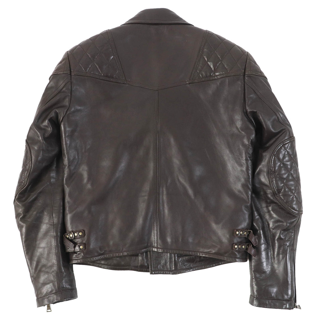 Great PAUL SMITH COLLECTION leather jacket Elbow patch padded double riders jacket Dark brown Lamb leather mens M