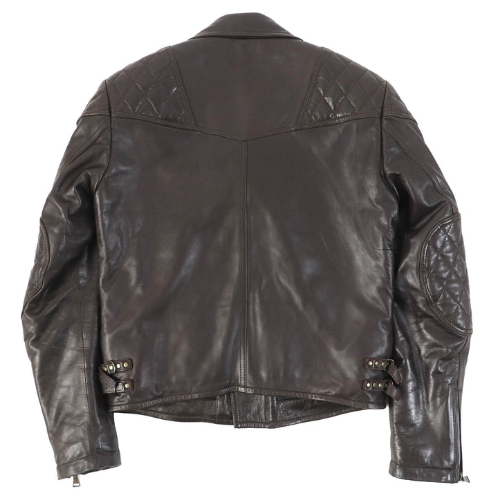 Great PAUL SMITH COLLECTION leather jacket Elbow patch padded double riders jacket Dark brown Lamb leather mens M