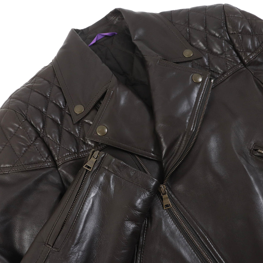 Great PAUL SMITH COLLECTION leather jacket Elbow patch padded double riders jacket Dark brown Lamb leather mens M