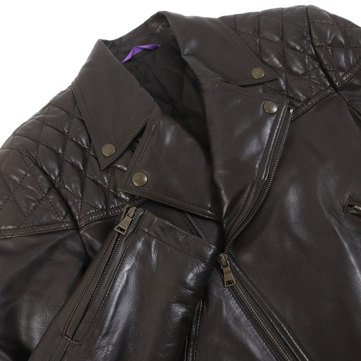 Great PAUL SMITH COLLECTION leather jacket Elbow patch padded double riders jacket Dark brown Lamb leather mens M