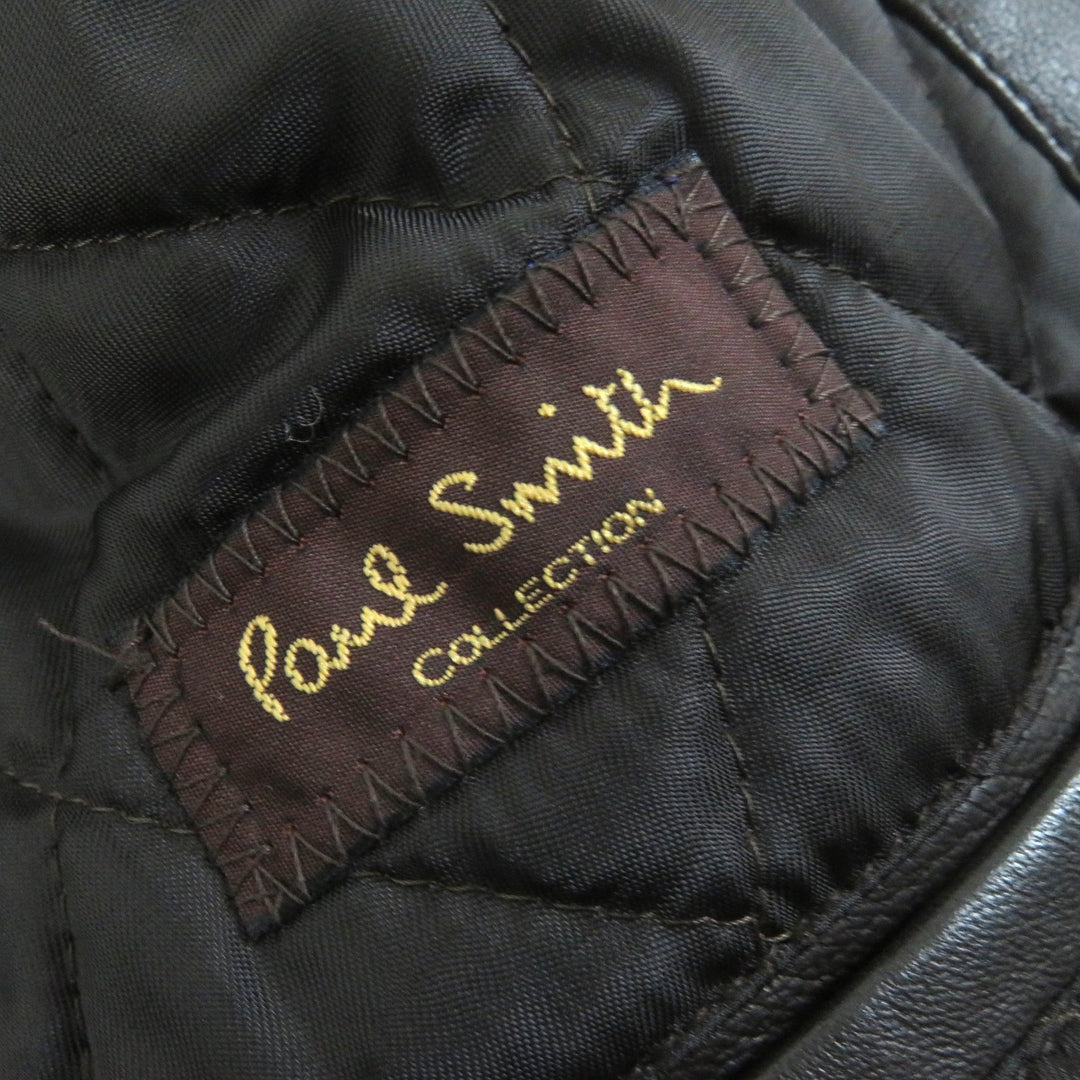 Great PAUL SMITH COLLECTION leather jacket Elbow patch padded double riders jacket Dark brown Lamb leather mens M