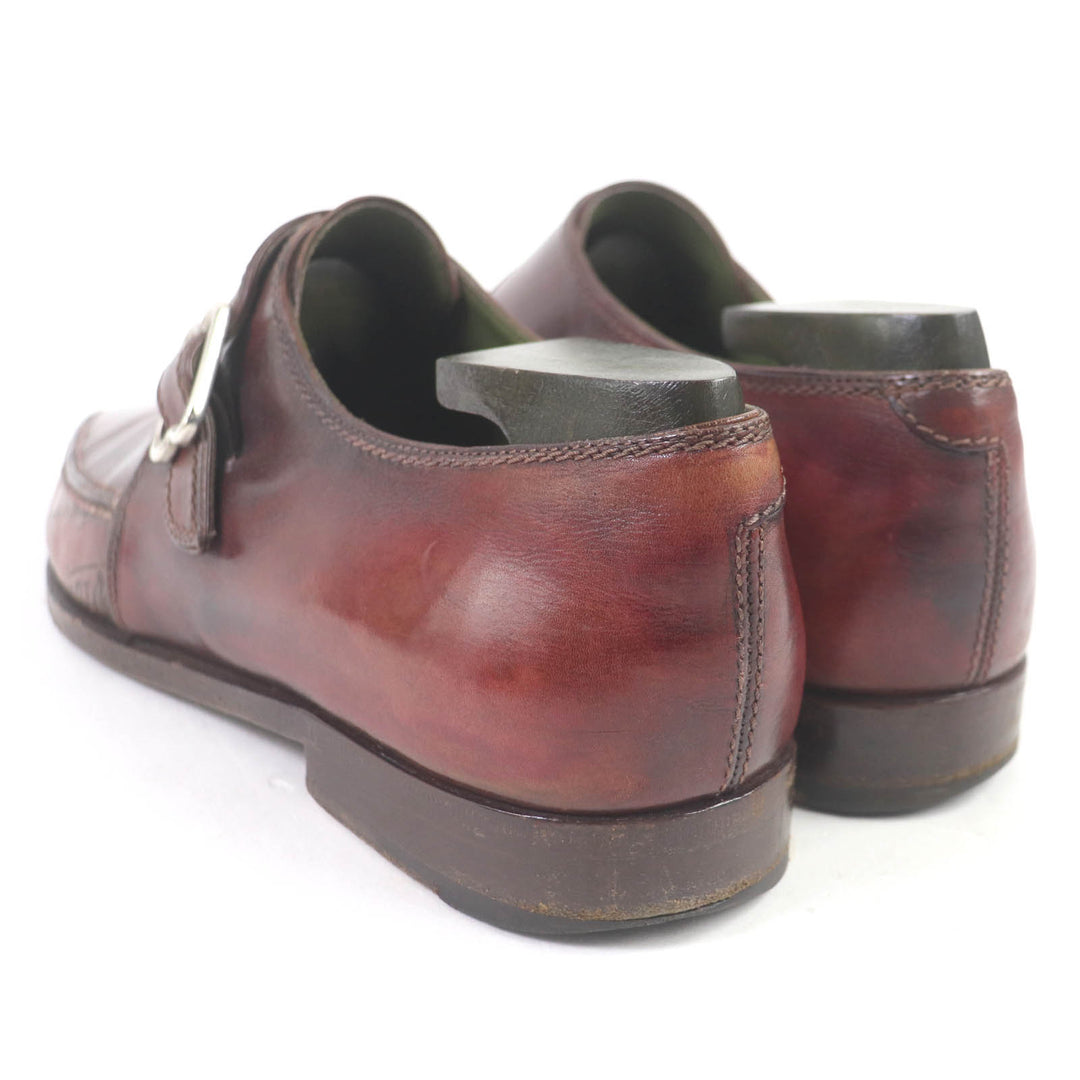 Very Good Berluti Leather shoes Demesure Scars Calligraphy Patine Single Monk Strap Bordeaux leather mens 9
